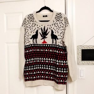 Oversized White Festive Sweater